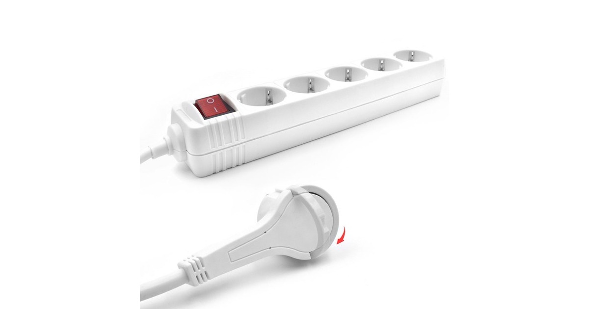 ACT ConnectivityACT Stekkerdoos platte stekker, 5 socket stekkerdoos  (Wit)