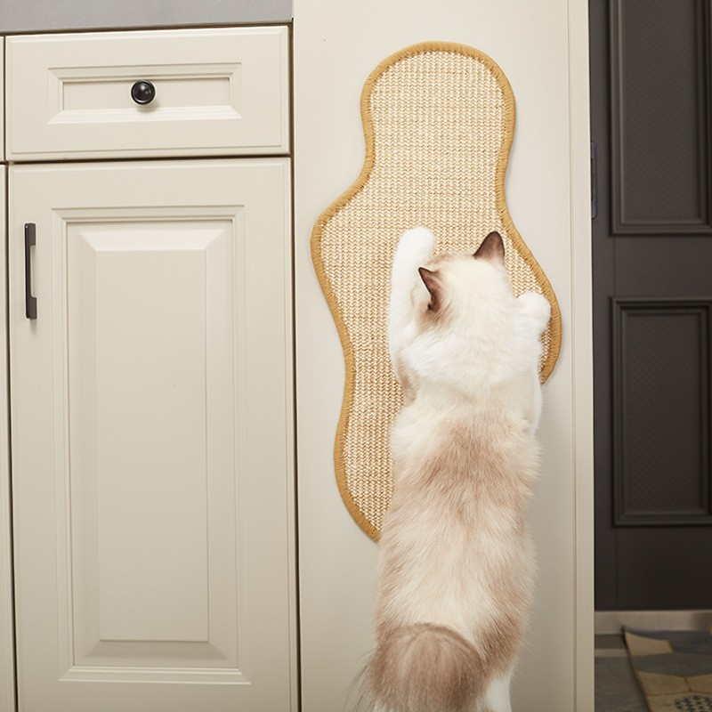 (30x60cm) Sisal Krallen Kratzmatte Selbstklebender Katzen Wand Kratzteppich - Braun