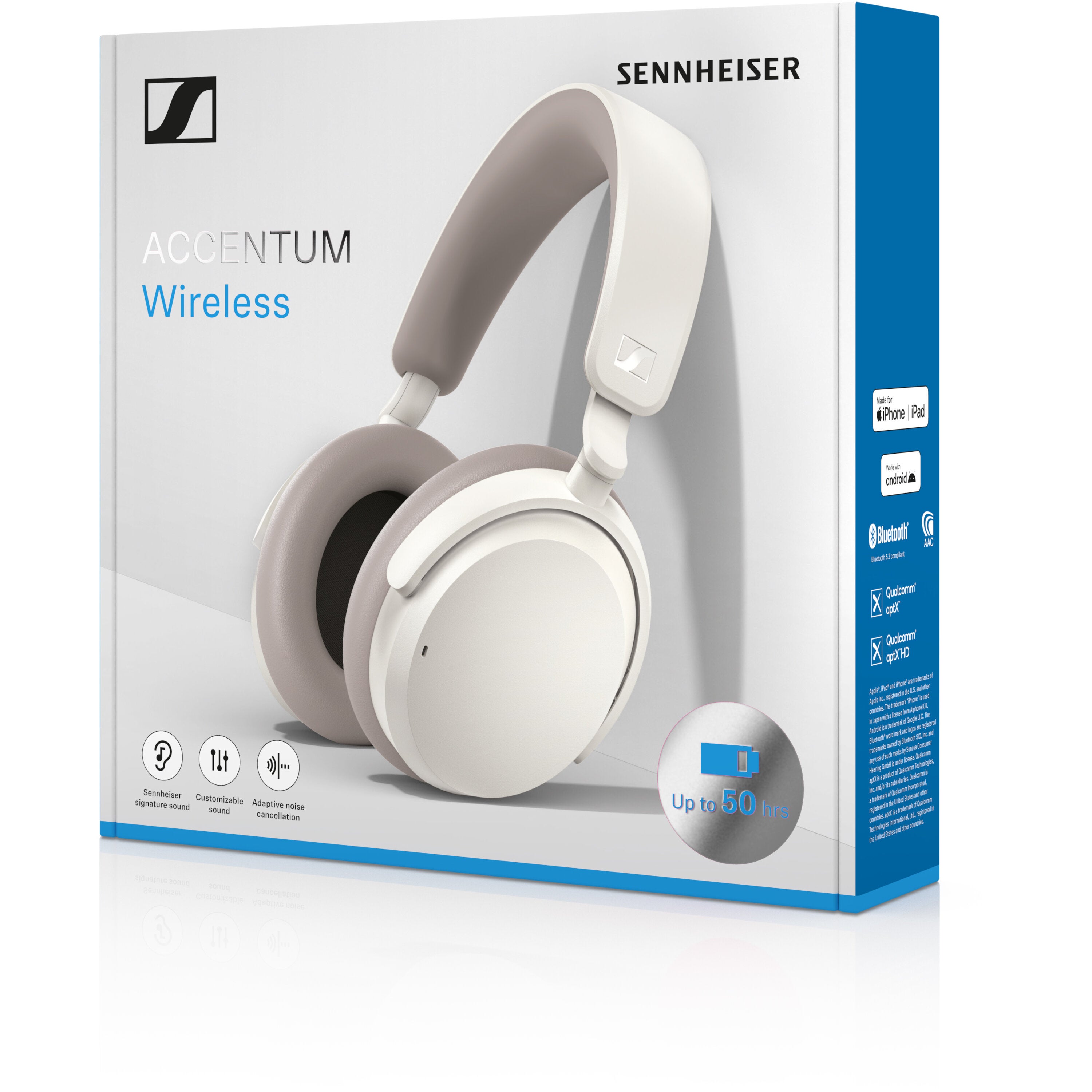 Sennheiser Accentum Wireless White Bluetooth Noise Cancelling koptelefoon