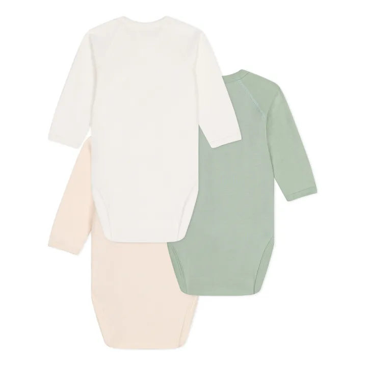 Petit Bateau Lot 3 Bodies Manches Longues Cœurs | Sauge
