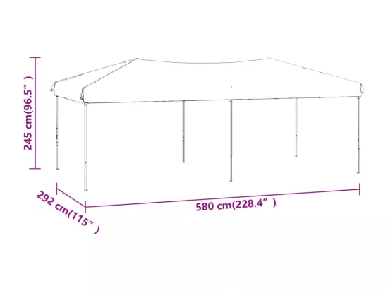 Tente de réception pliable Anthracite 3x6 m