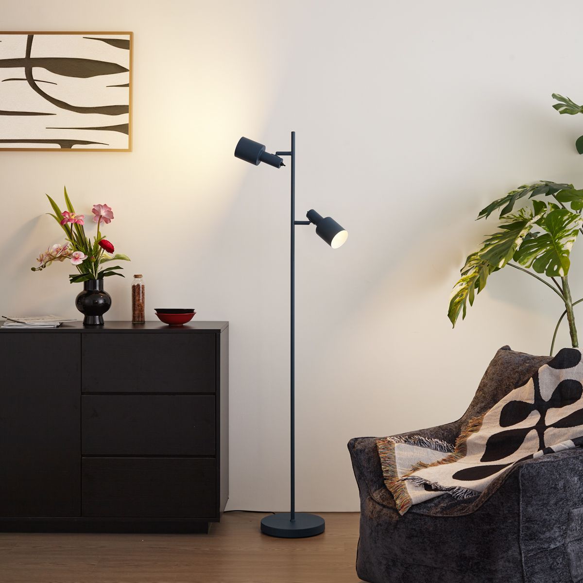 Moderne vloerlamp blauw 2-lichts - Stijn
