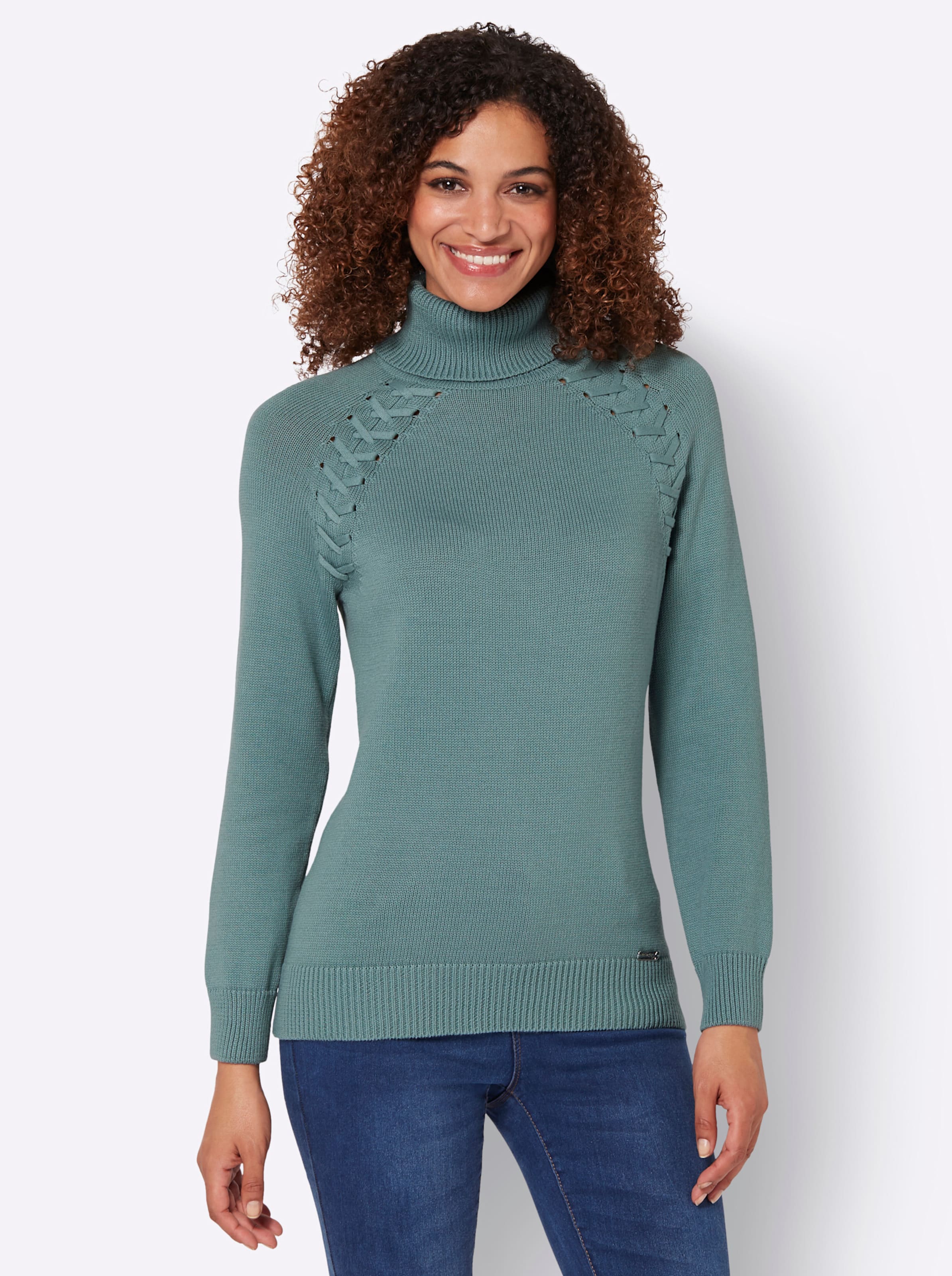Rollkragenpullover in jade