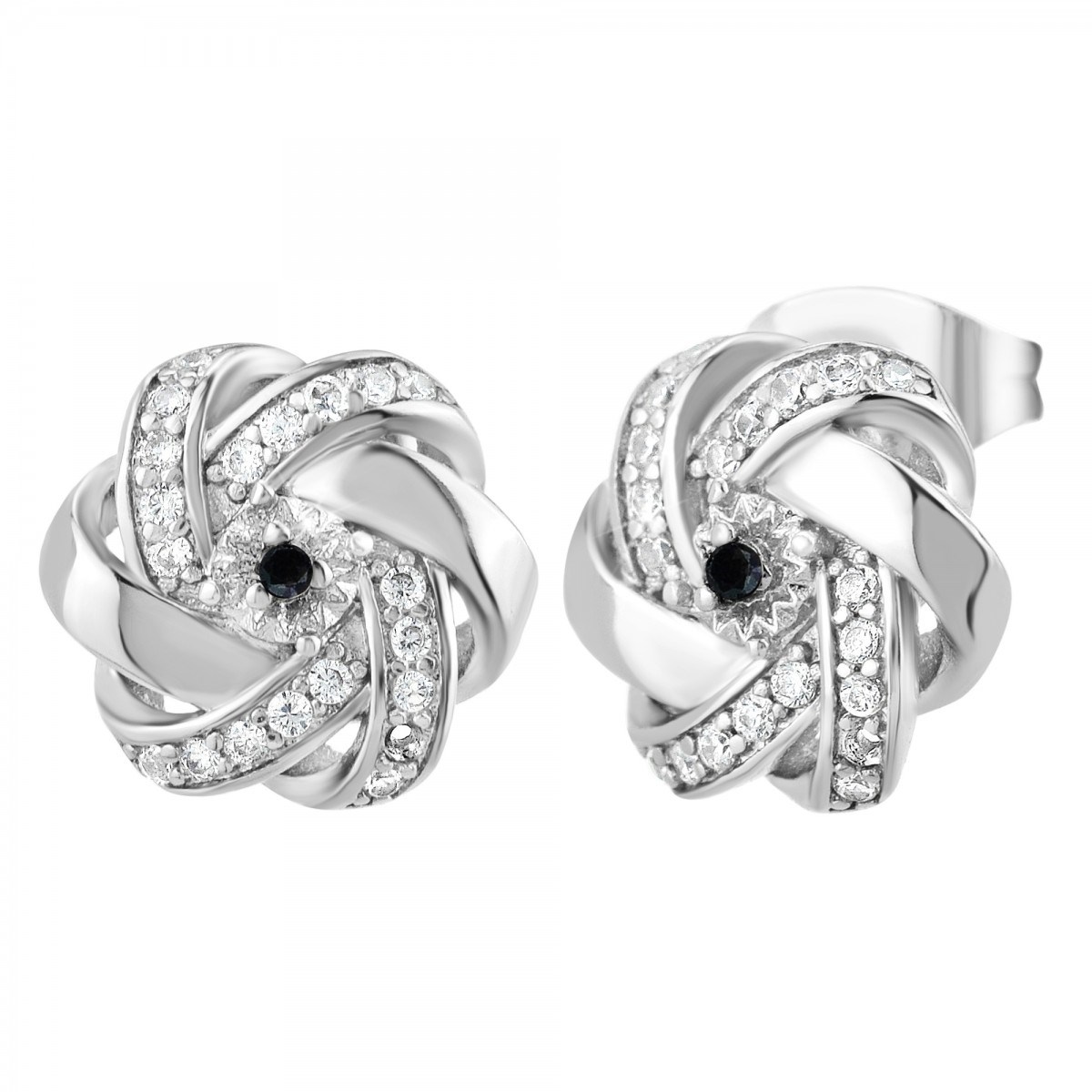 Boucles d'oreilles SC Crystal ornées d'un véritable diamant noir