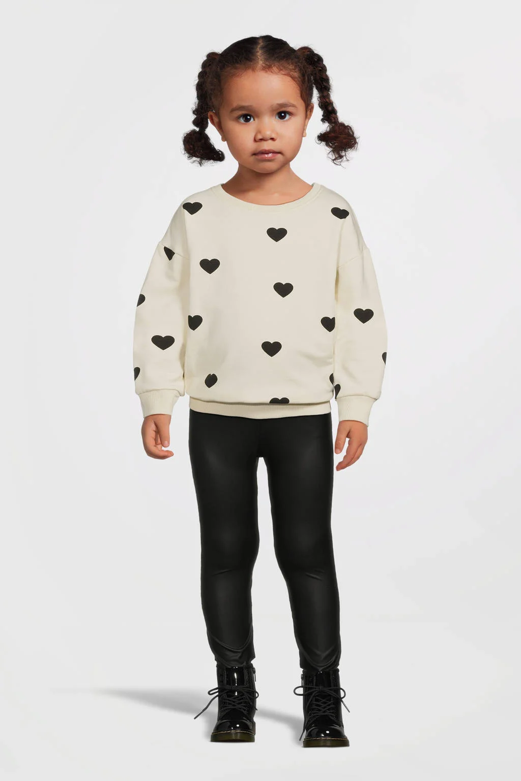 NAME IT sweater NMFODINA met hartjes ecru/zwart