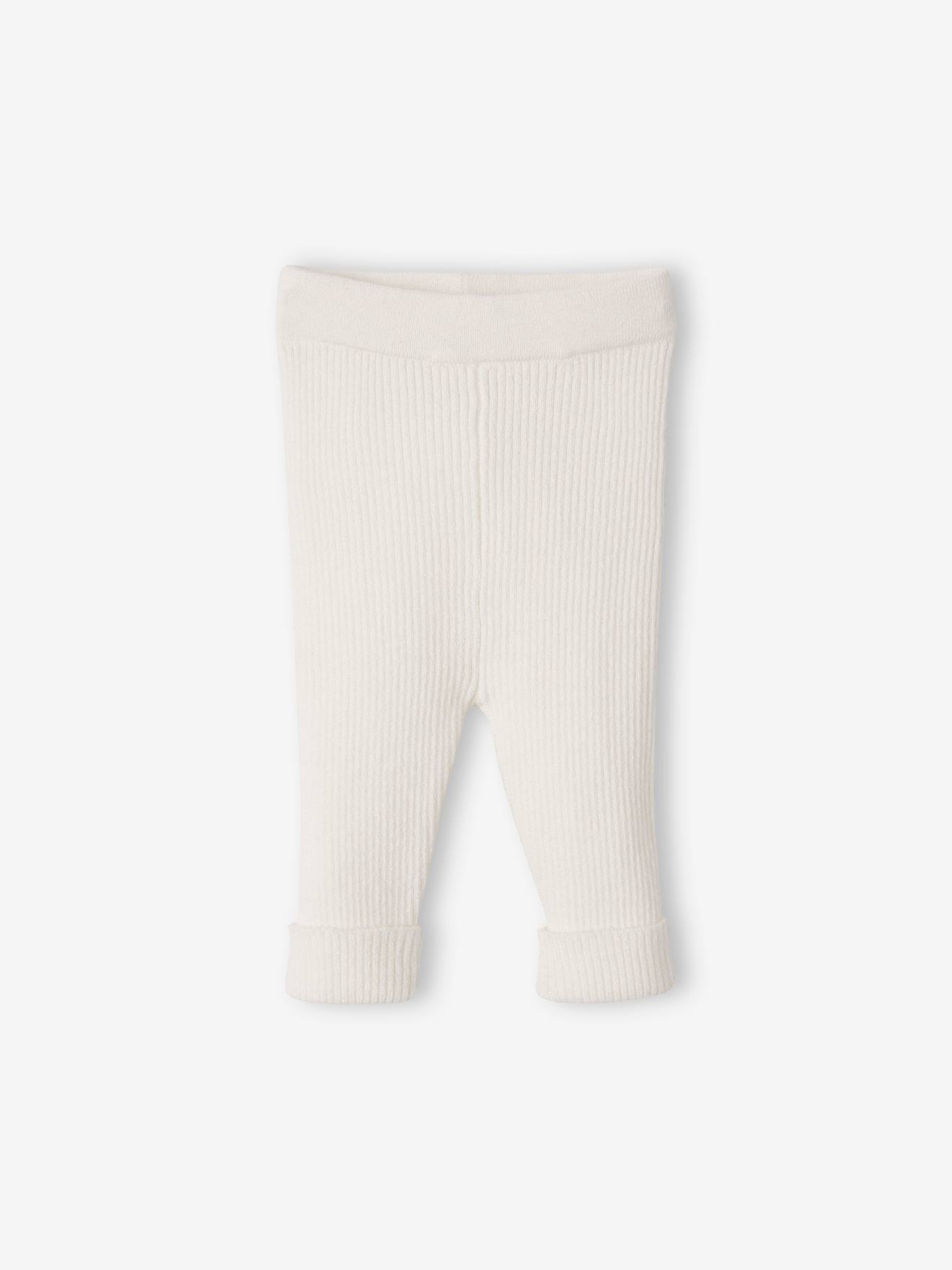 Conjunto unissex de malha com camiseta e calça, branco claro liso para bebê.