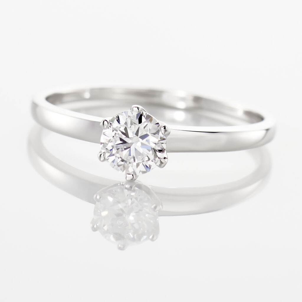 Bague Solitaire Natalia Or Blanc Diamant Synthetique