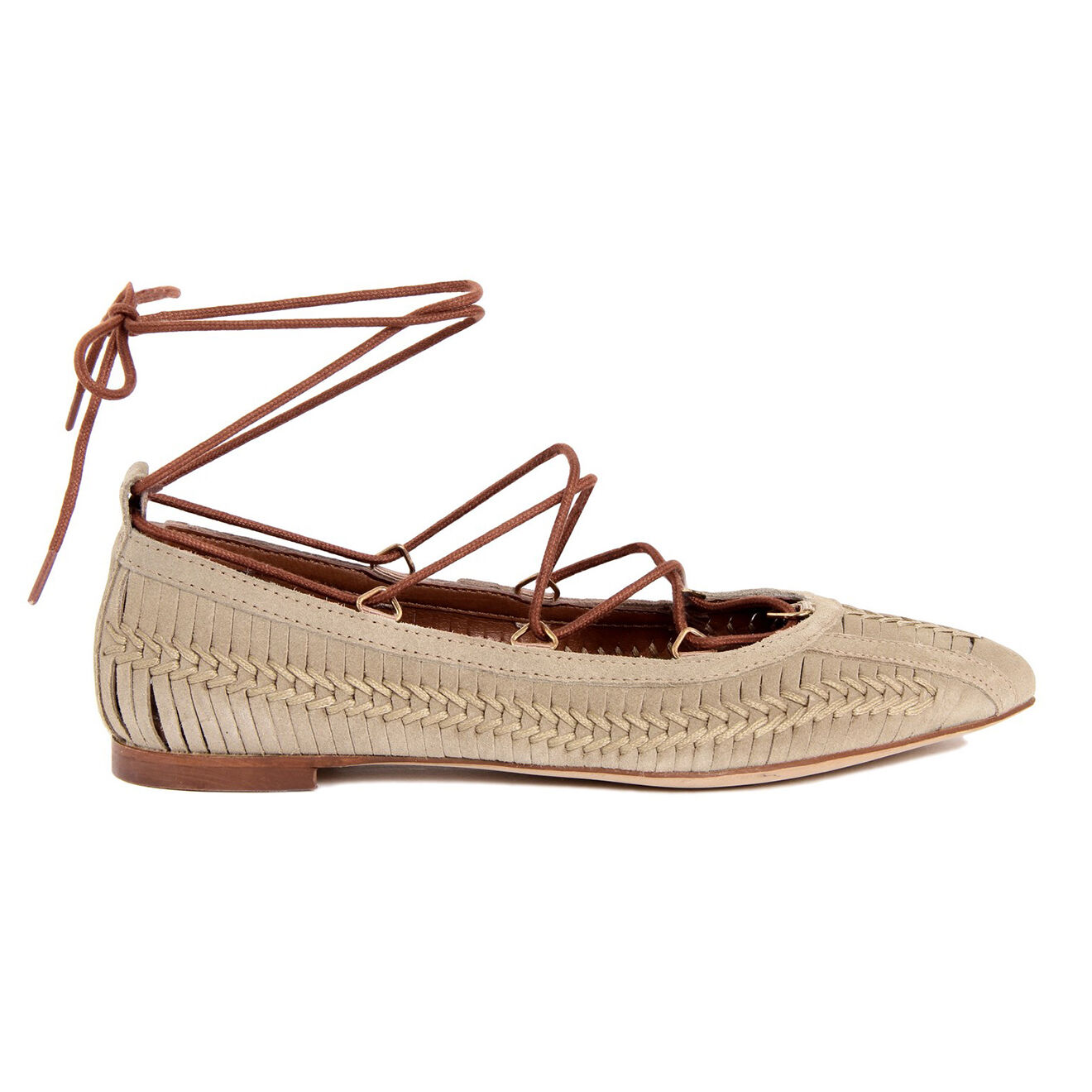 Gusto Ballerines en Velours de Cuir Capucine beiges