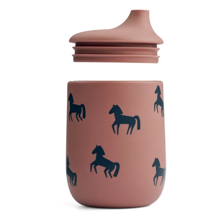 Liewood Gobelet avec paille Ellis en silicone | Horses/Dark rosetta