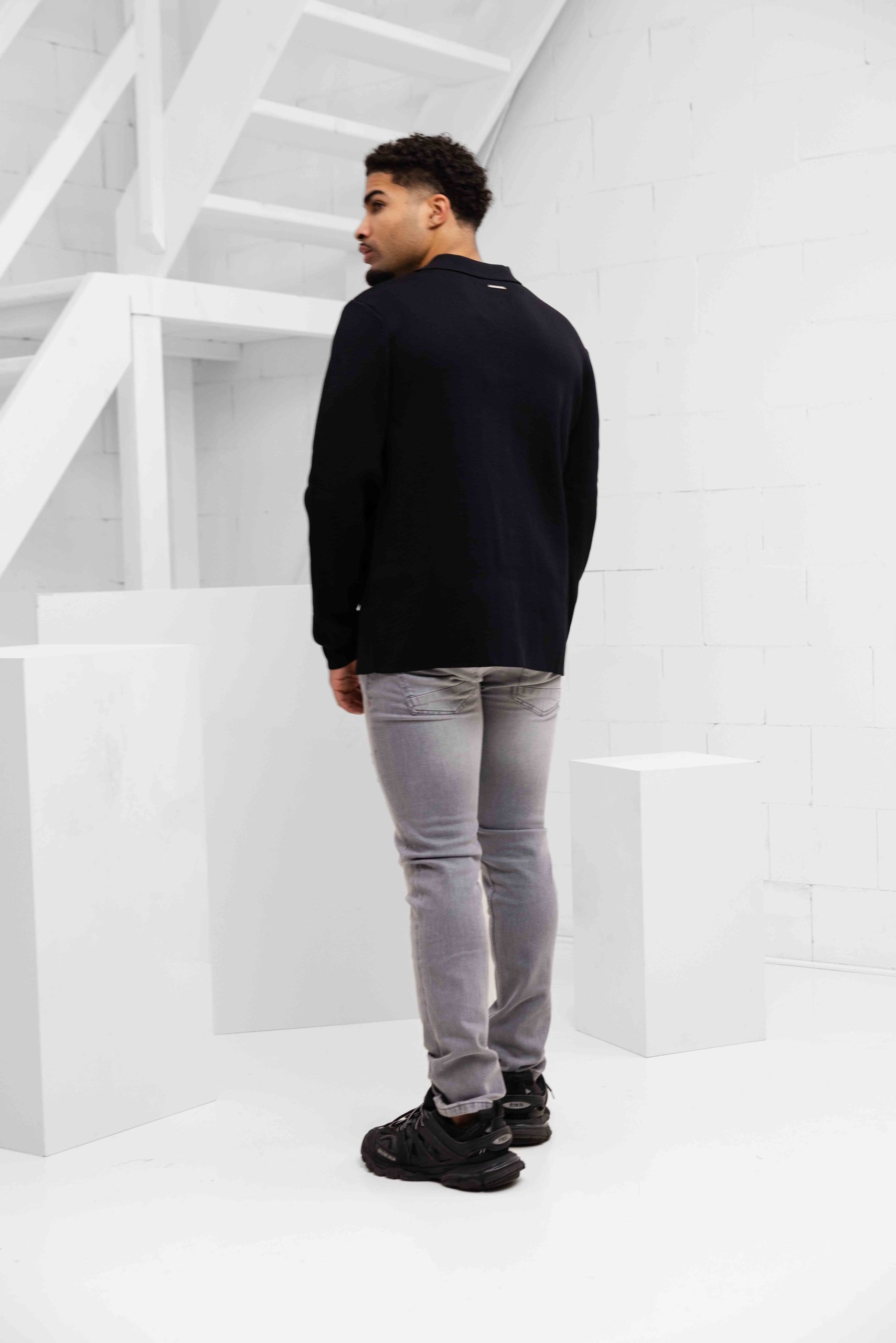 Off The Pitch Flat Knit Tailored Overshirt Heren Zwart