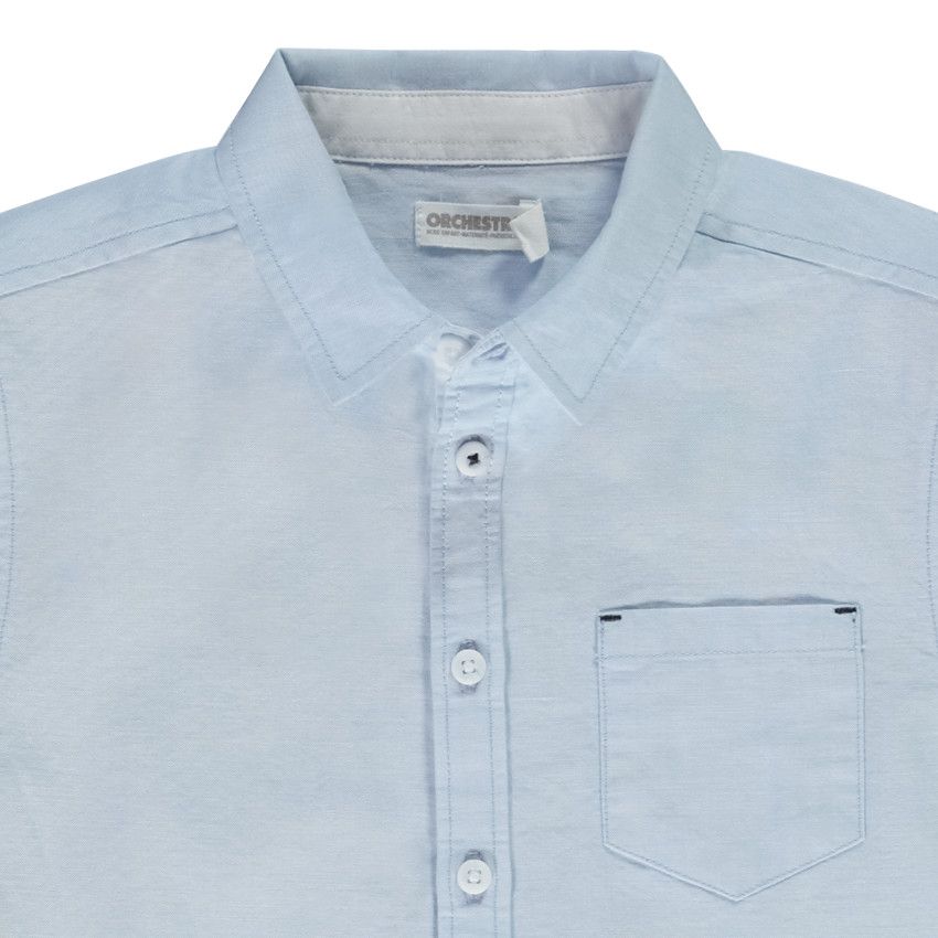 Chemise manches courtes unie en coton pour garçon - Bleu