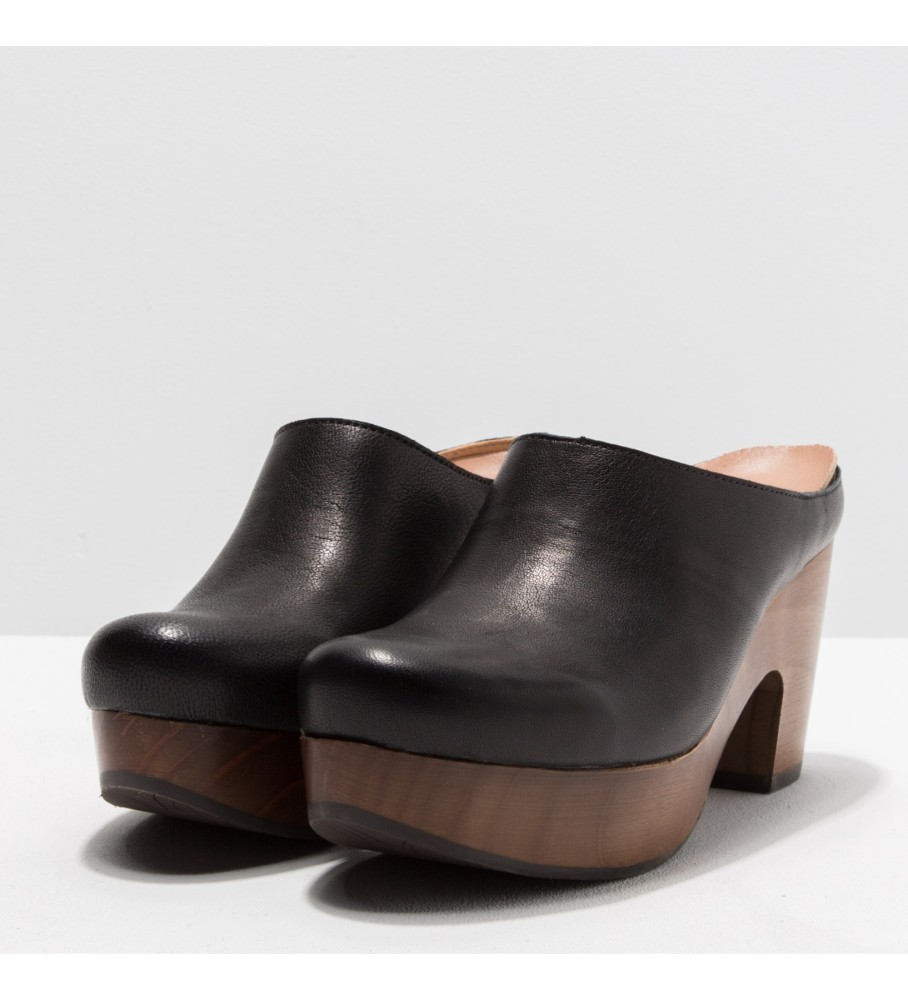 Tamancos Neosens Montone St. Laurent em couro preto - Altura do salto: 8 cm -