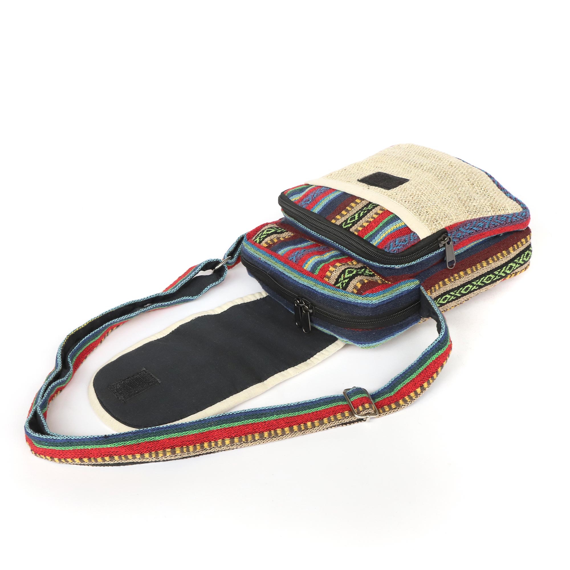 Umhängetasche 'Hanf', natur-multicolor, H 20 cm, B 16 cm, L 8 cm günstig bestellen