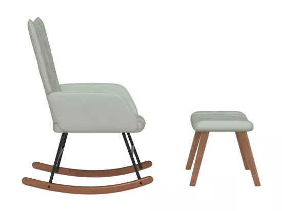 Chaise à bascule avec repose-pied Gris clair Velours