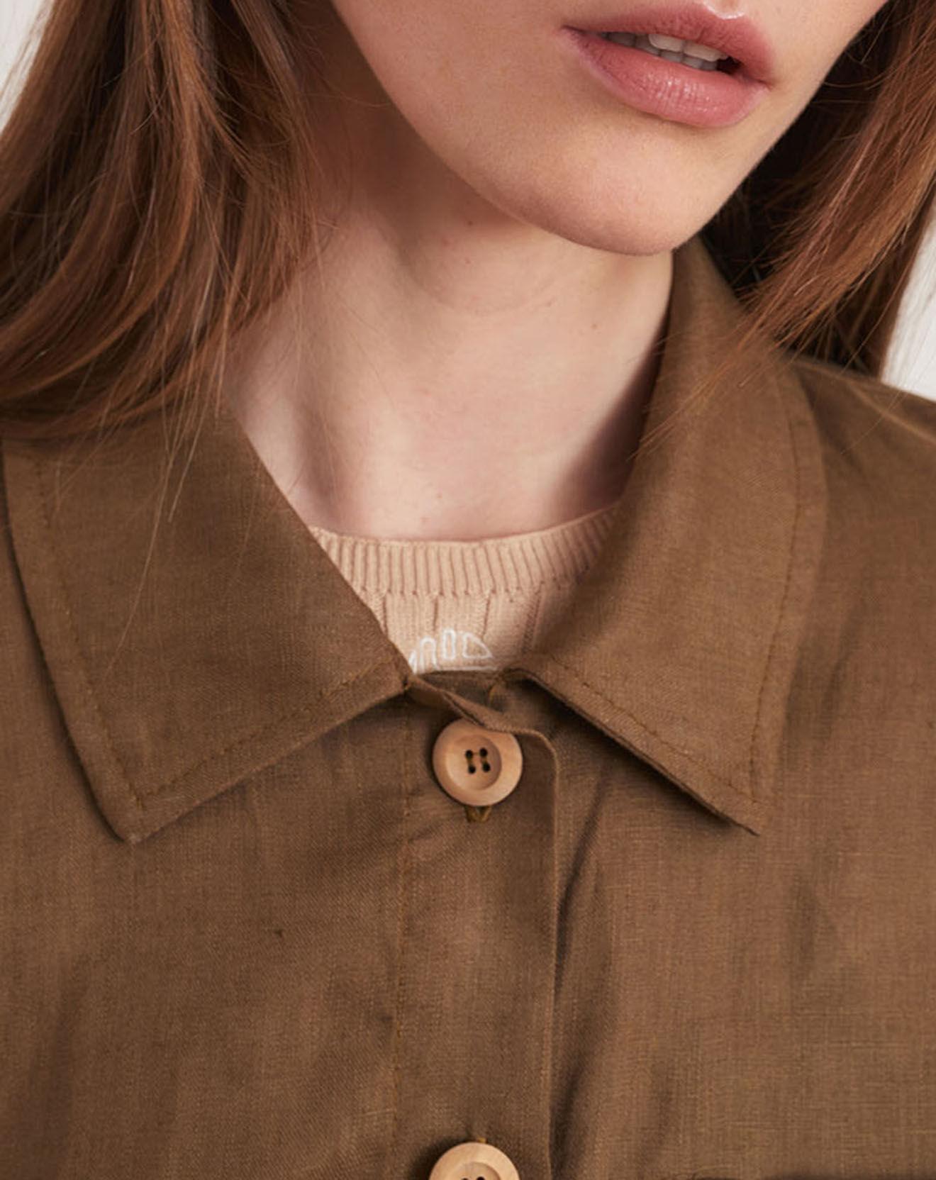 La Petite Francaise Veste 100% Lin Vera kaki