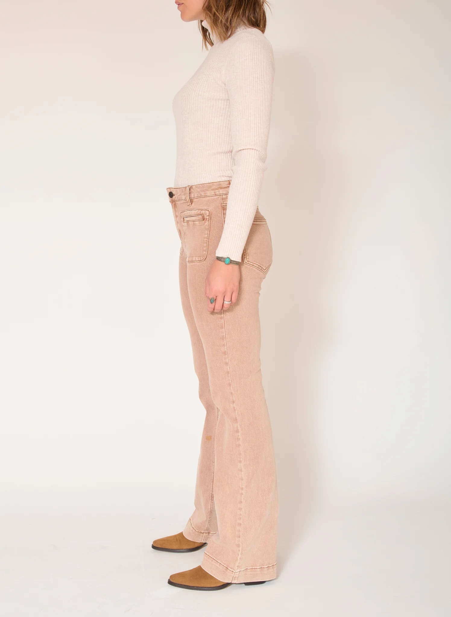 THE DIANA VINTAGE TWILL - Jean flare en coton mélangé | Marron