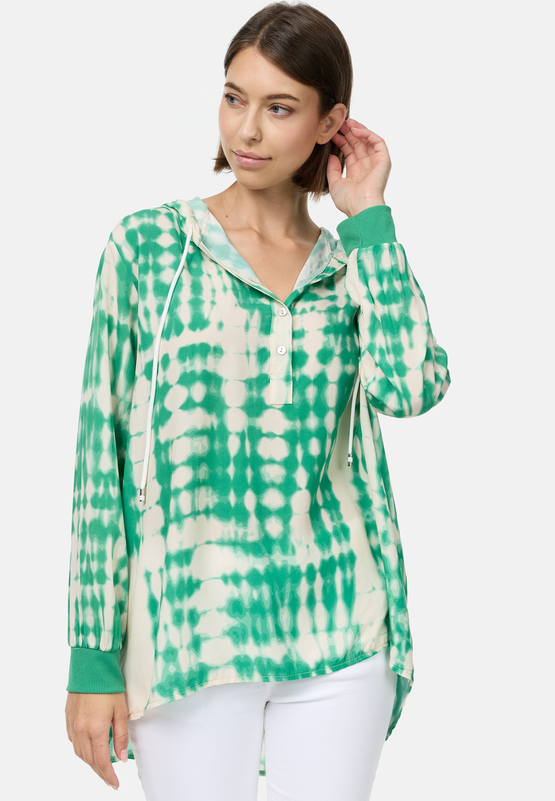 PM SELECTED Damen Freche Batik Hoodie Bluse mit Kapuze in Einheitsgröße PM63
