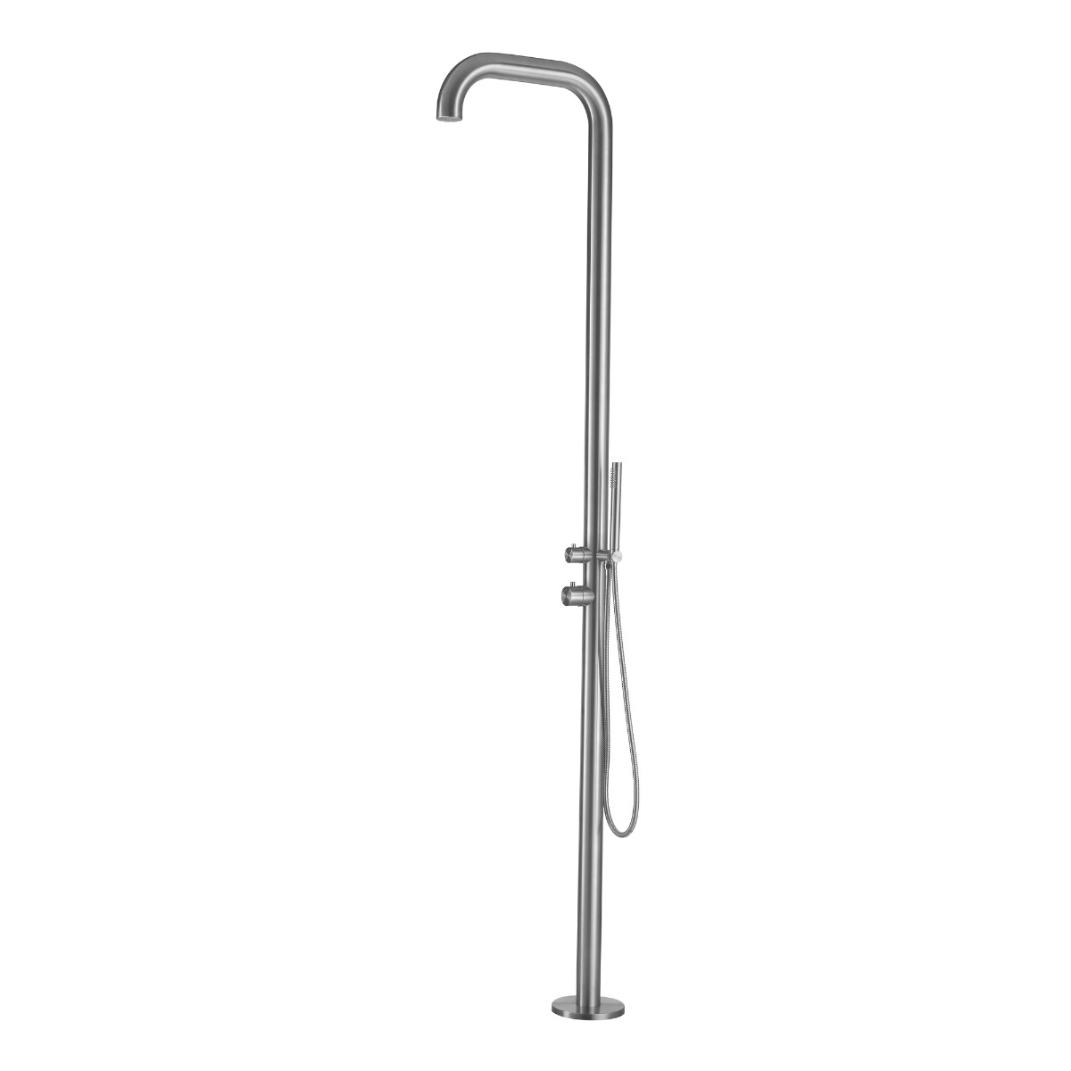 FortiFura Outdoor Original vrijstaande buitendouche met handdouche geborsteld RVS
