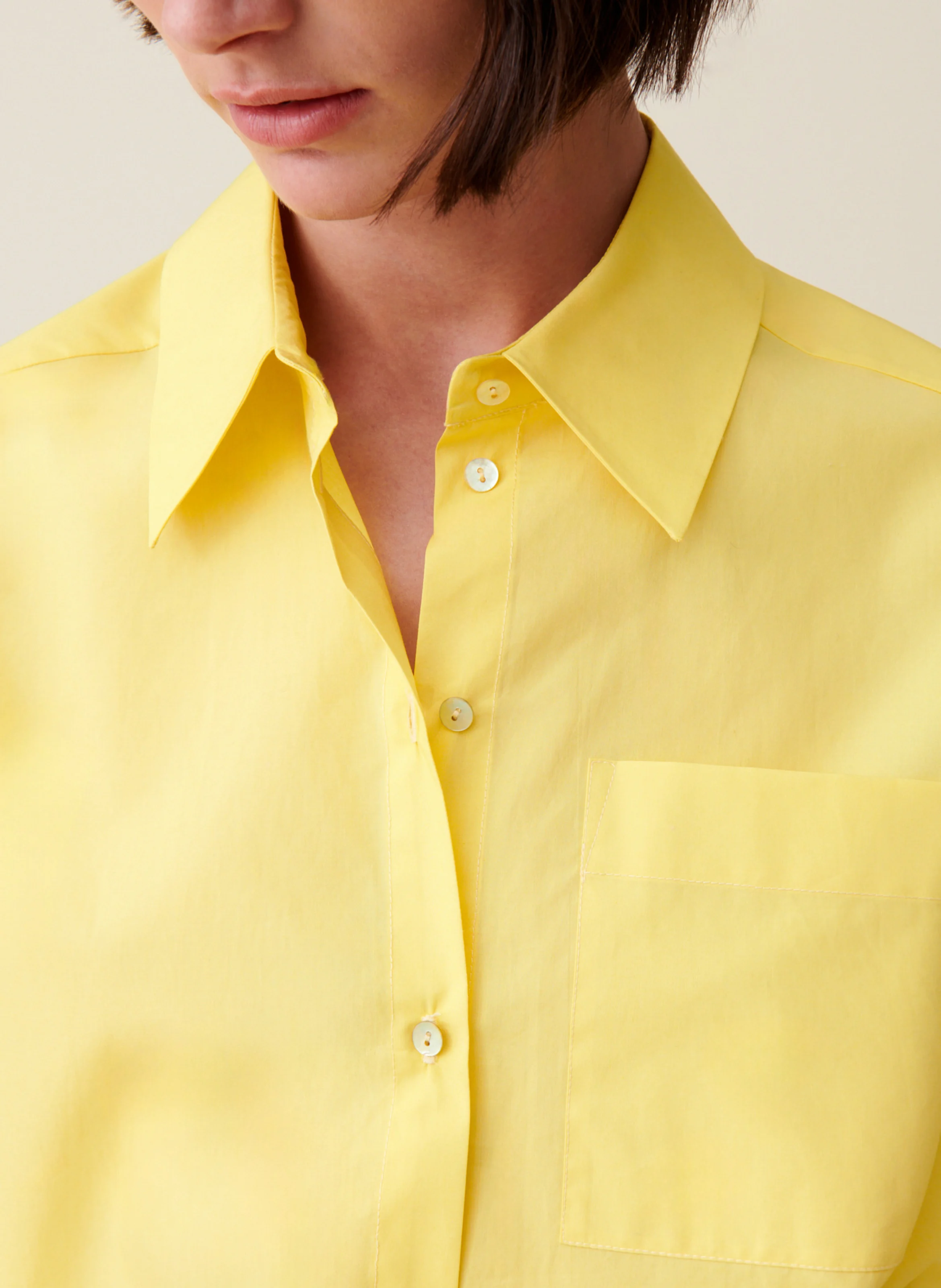 Chemise col classique en coton | Jaune
