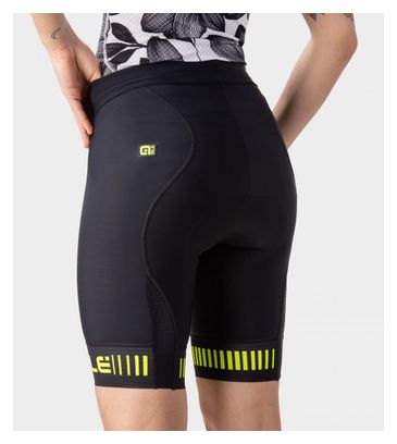 Cuissard Femme Sans Bretelle Alé Strada Noir/Jaune Fluo