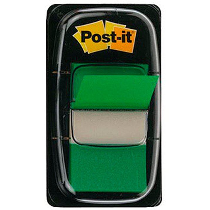 Marque-pages post-it standard index 25x44mm 50f coloris vert