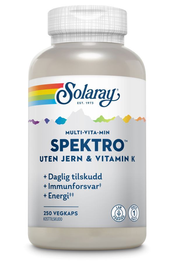 Solaray Spektro uten jern og vitamin K - 250 kap