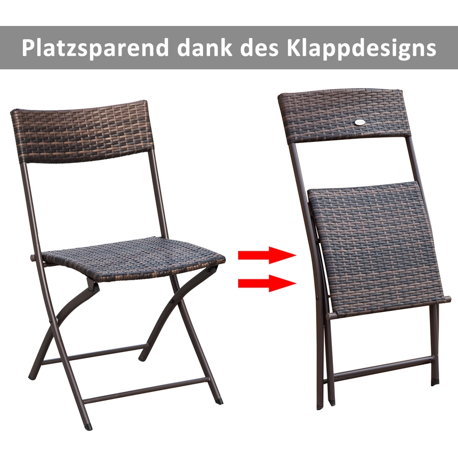 Outsunny Polyrattan Bistroset für 2 Personen braun