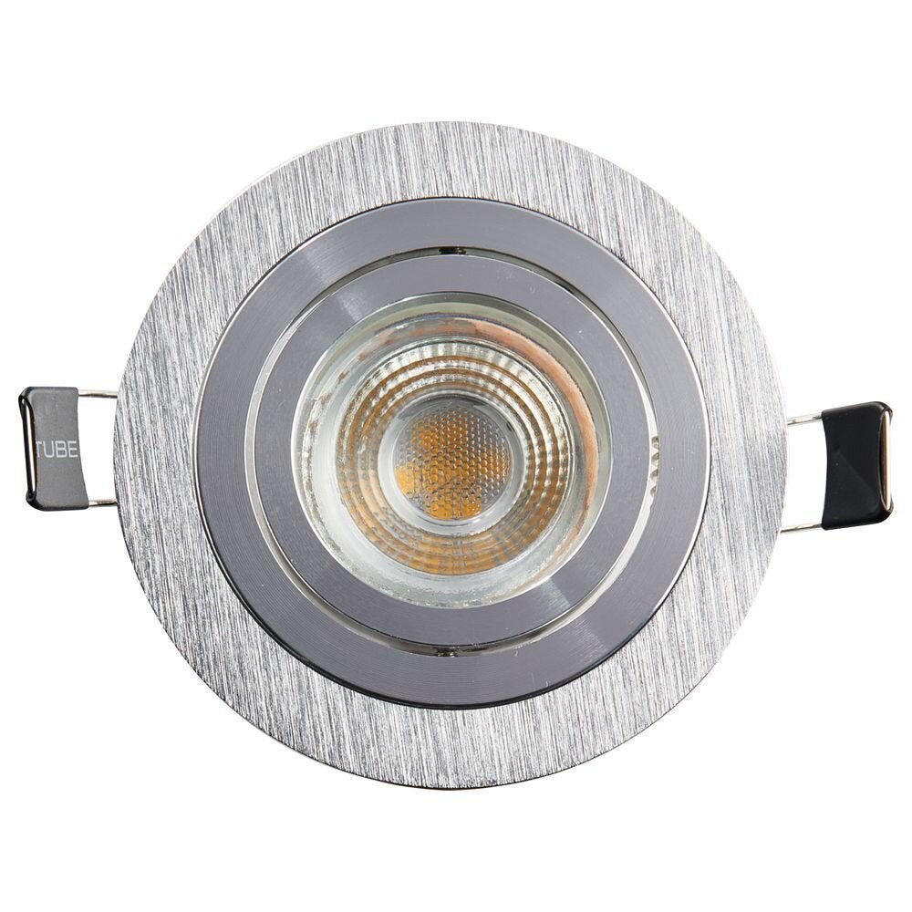 Inbouwspot in geborsteld aluminium, draaibaar, rond