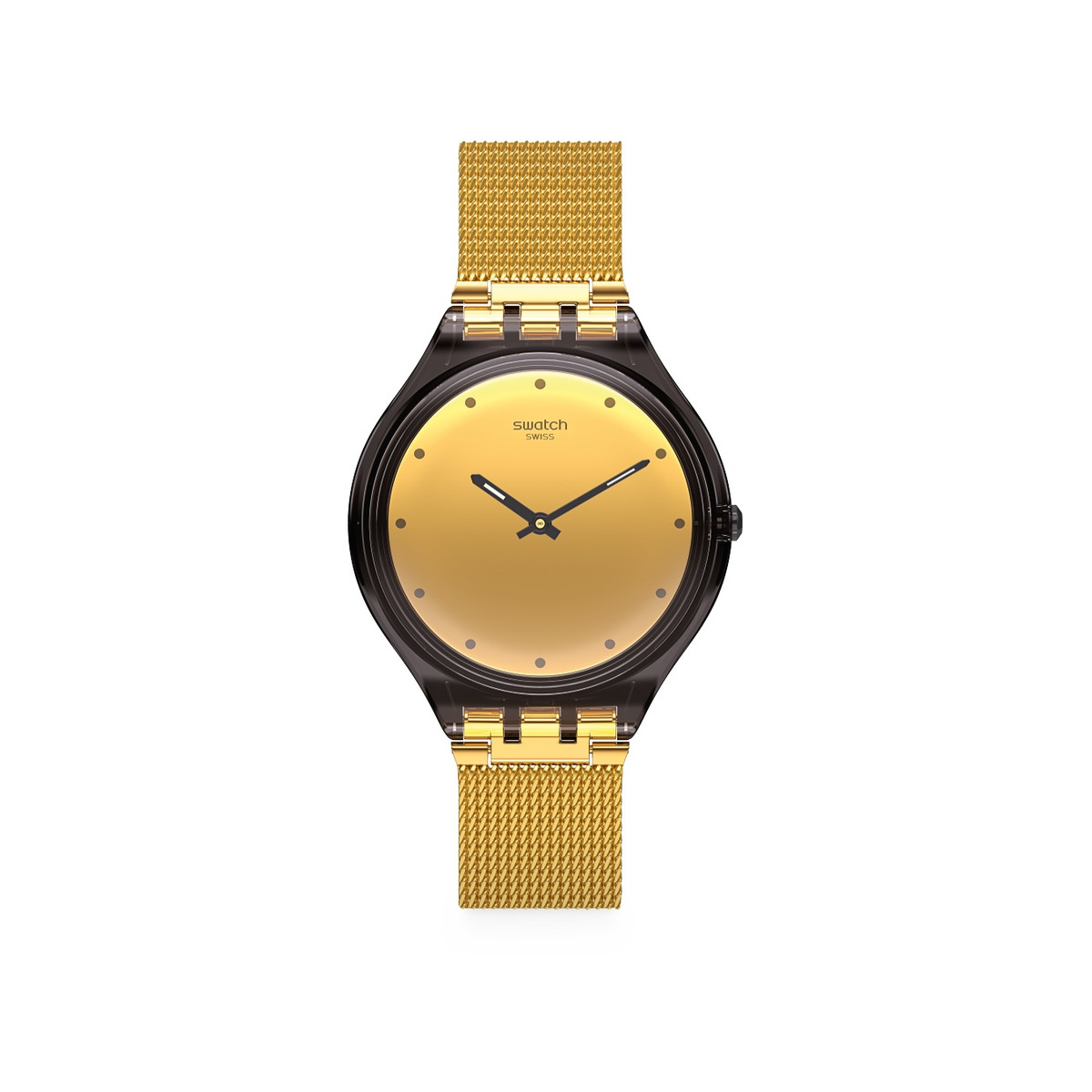 Montre Swatch homme plastique acier doré