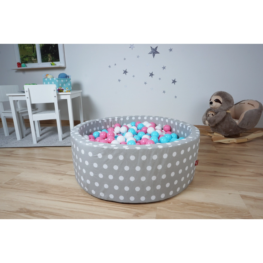 knorr toys® Bällebad soft - Grey white dots - 300 balls rosecremelightblue grau