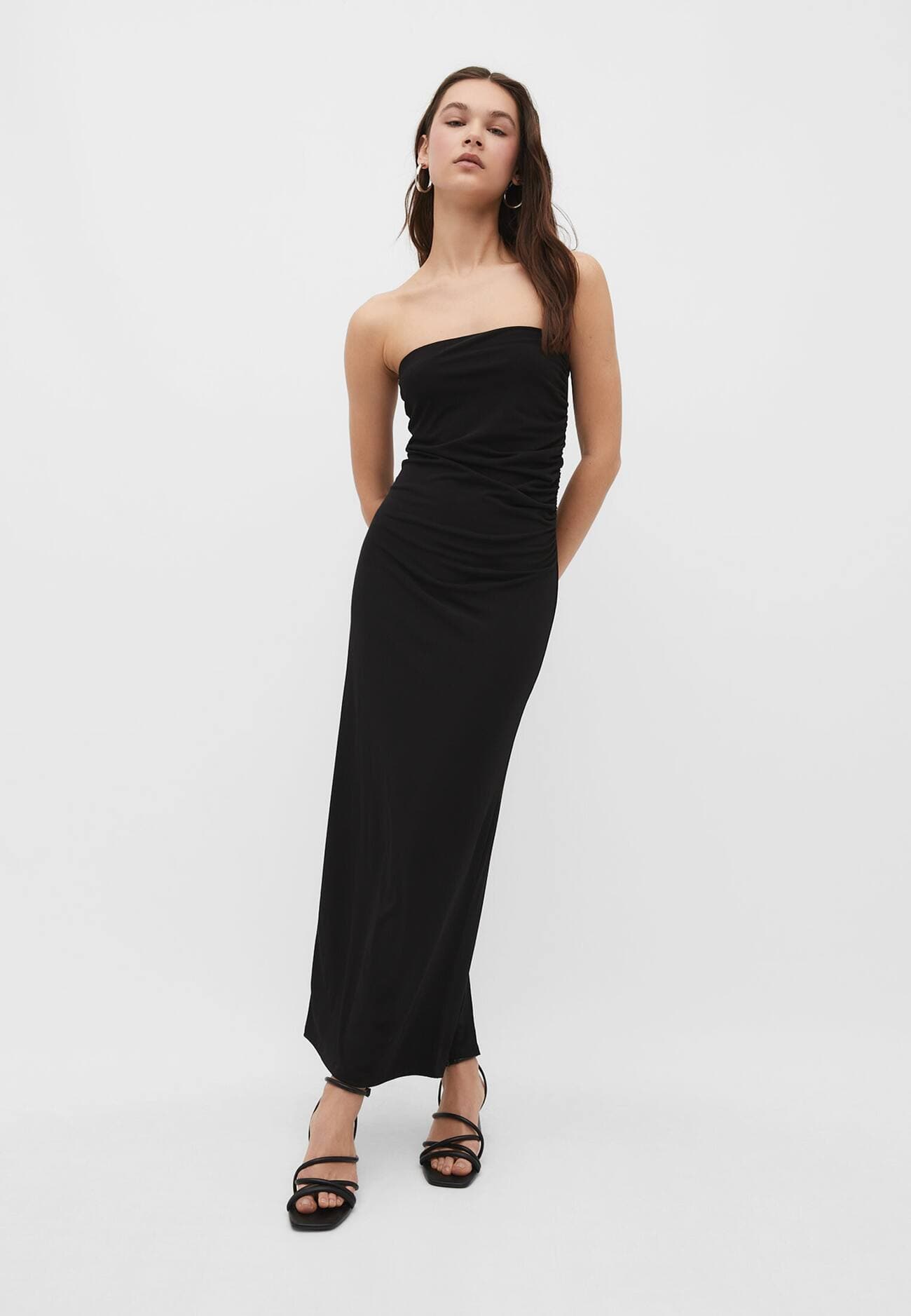 Vestido longo de malha estilo bandeau