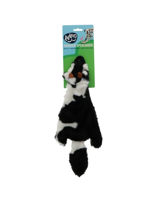 Adori Hondenspeelgoed Skinny Koe - Knuffel - 40 cm Zwart Wit