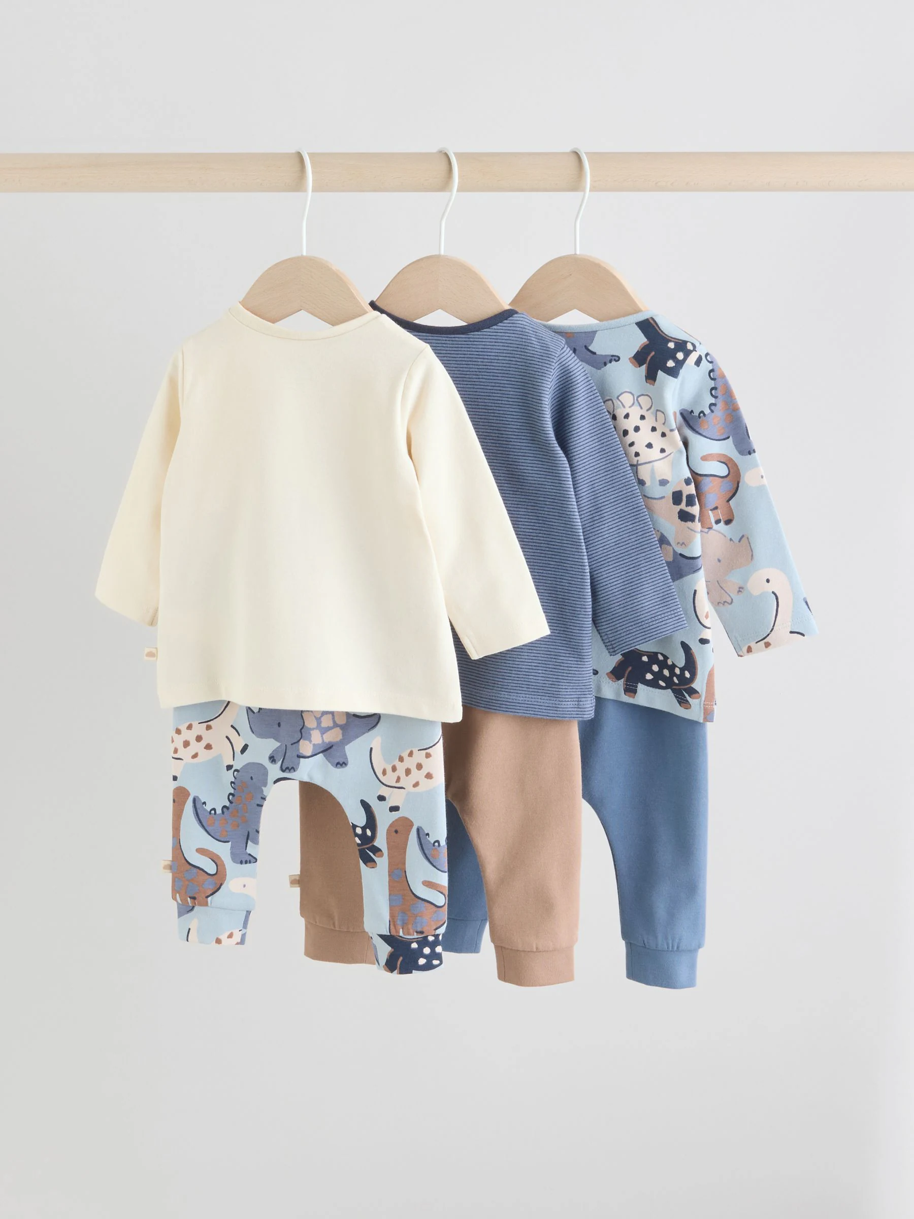 Blauw met dinosaurus - Tops en Leggings 6 -delige babyset (0mnd-3jr)