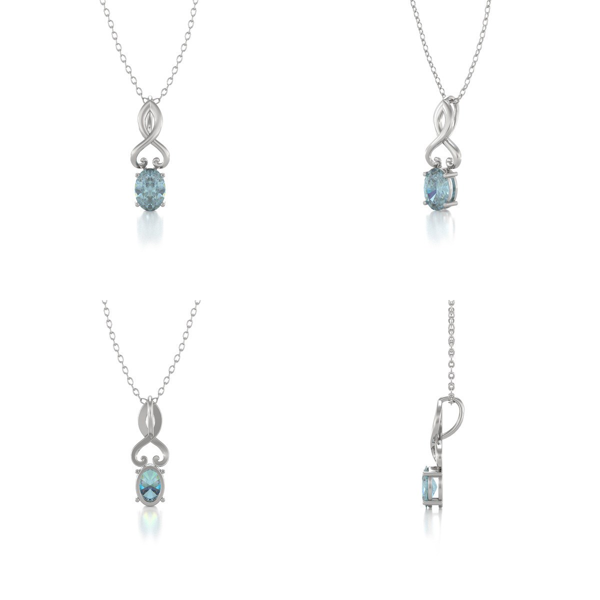 Collier Pendentif Or Blanc Aigue-Marine - Fête des Mères Élégante et Raffinée | Aden