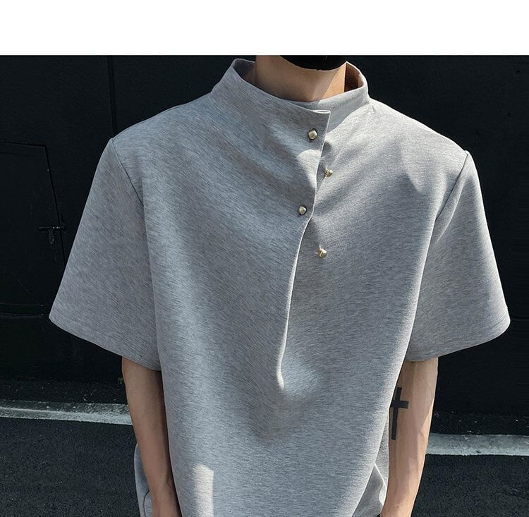 Freehop - T-shirt met korte mouwen en mockneck, effen