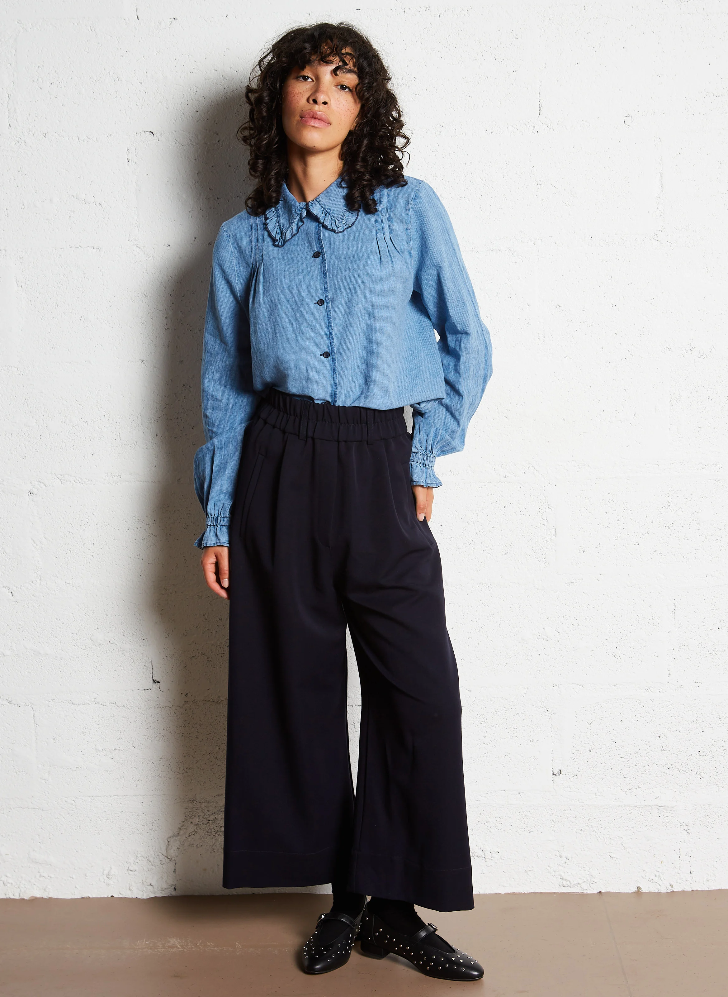 YUMI - Pantalon large | Bleu