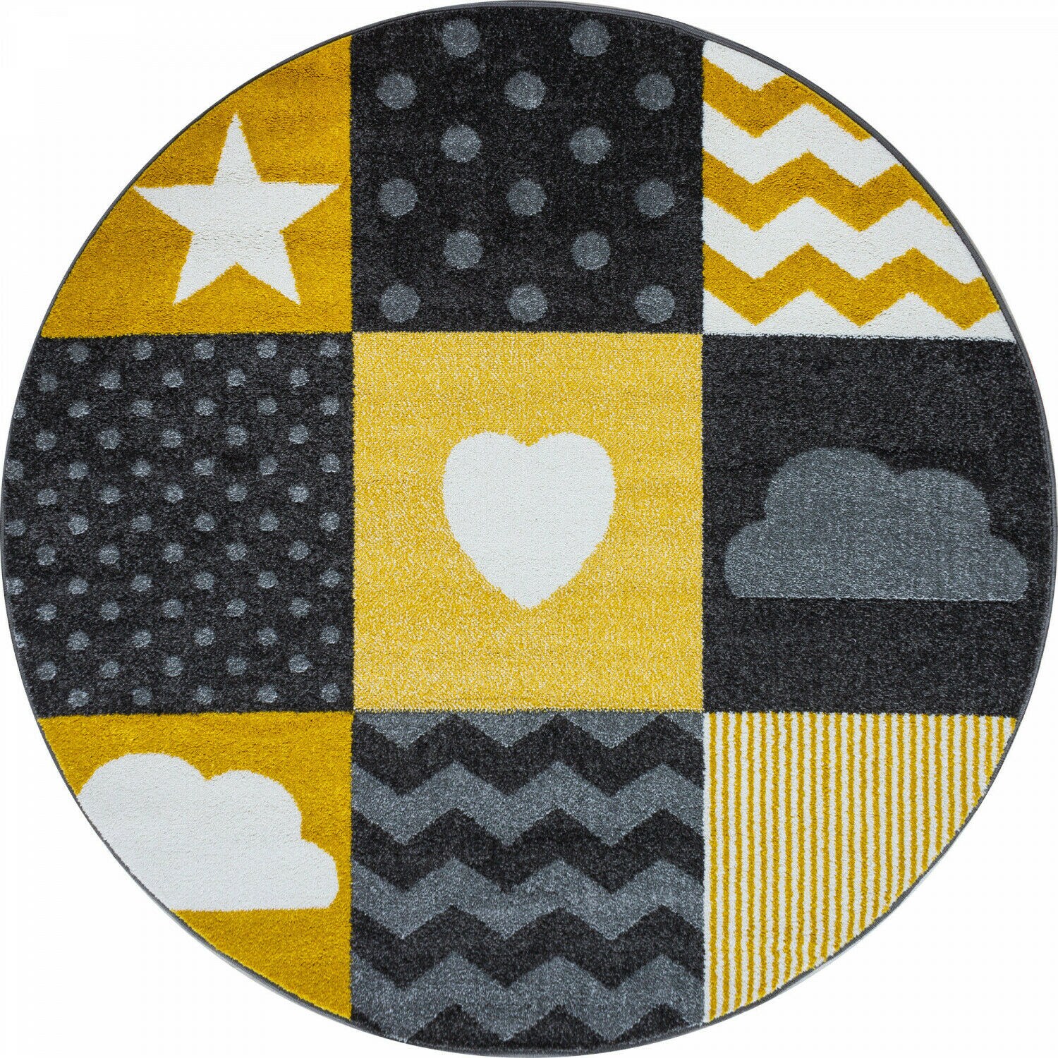 Wunderschöne Kinderteppiche kurzflor 11 mm Teppich mit Herz Motiven Rund Viereck