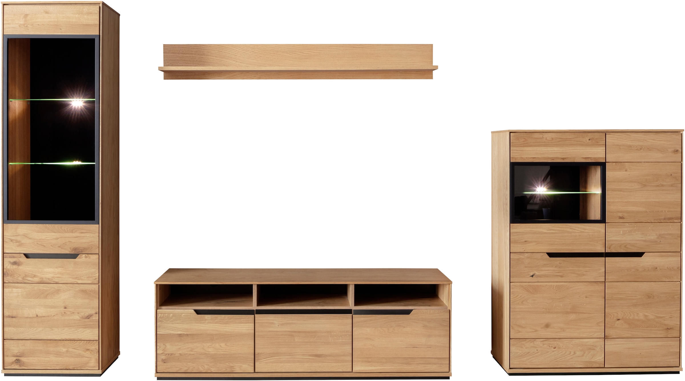 MCA living Wohnwand »Araya Wohnkombination I« Komplett-Set, optional: Glaskantenbeleuchtung, 4 Stk. tlg.