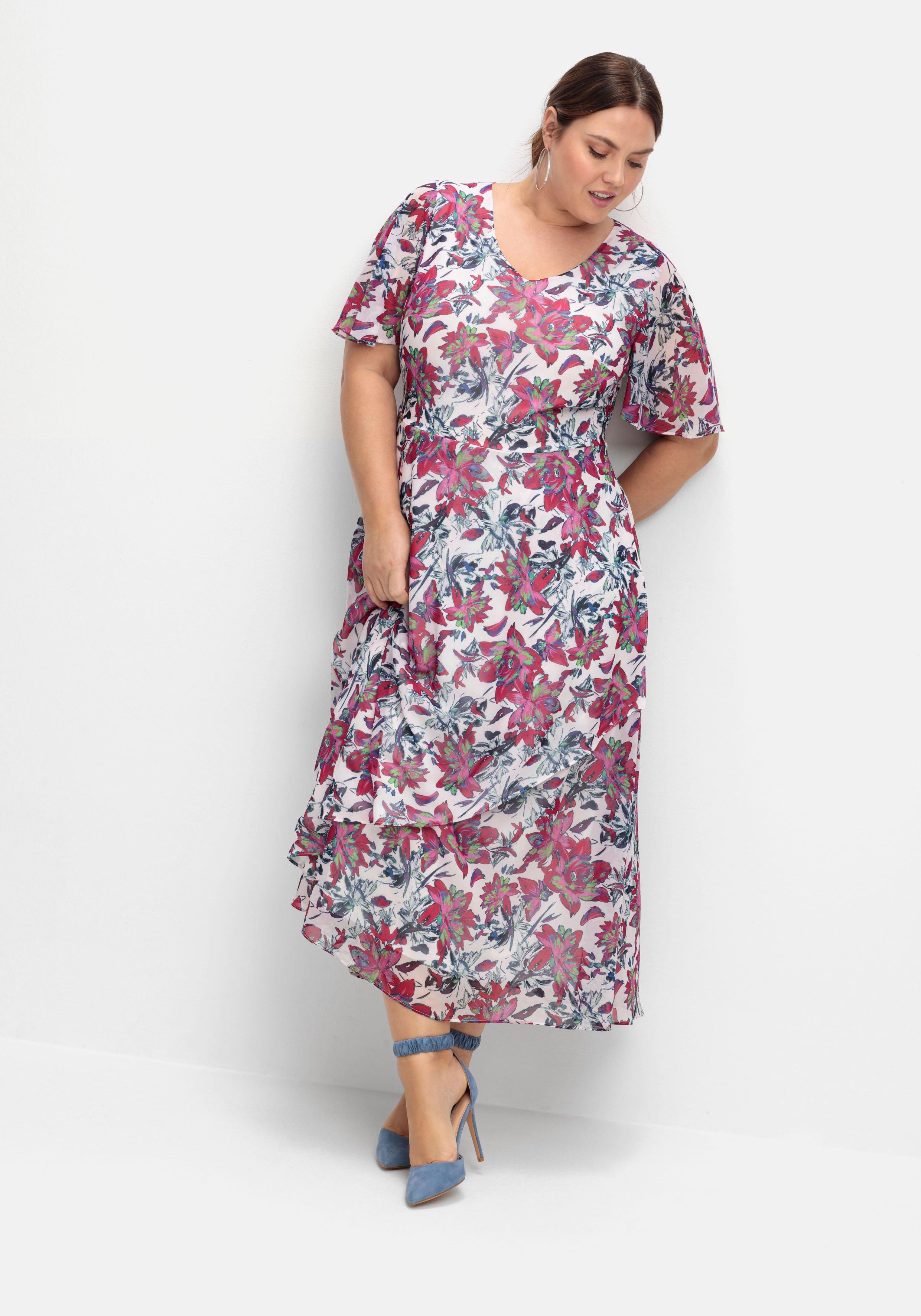 Chiffonkleid mit Blumenprint und Unterkleid