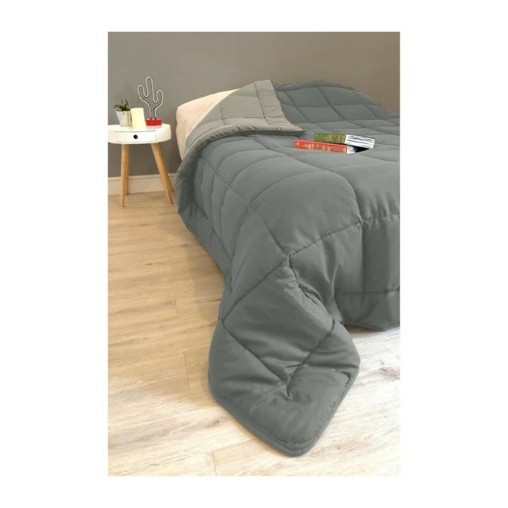Couette microfibre 400g/m² calgary acier & argent 220x240cm
