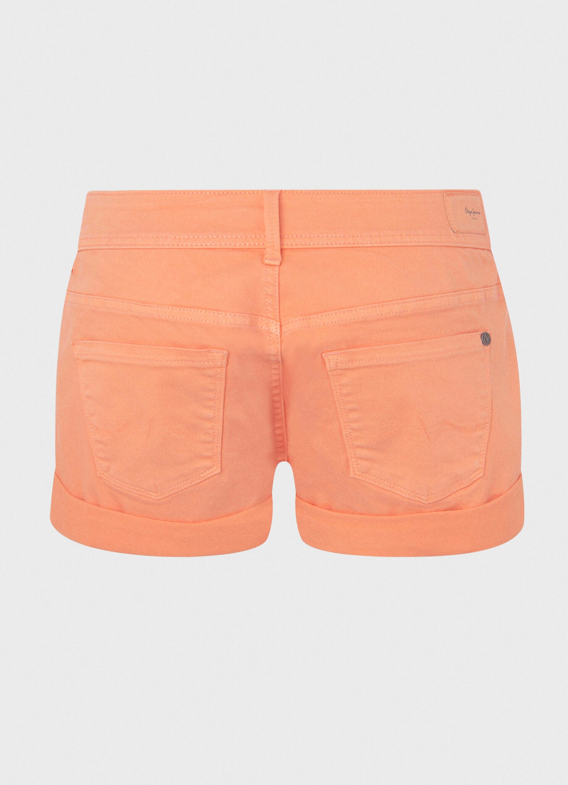 Shorts de algodão, corte regular - pêssego e laranja