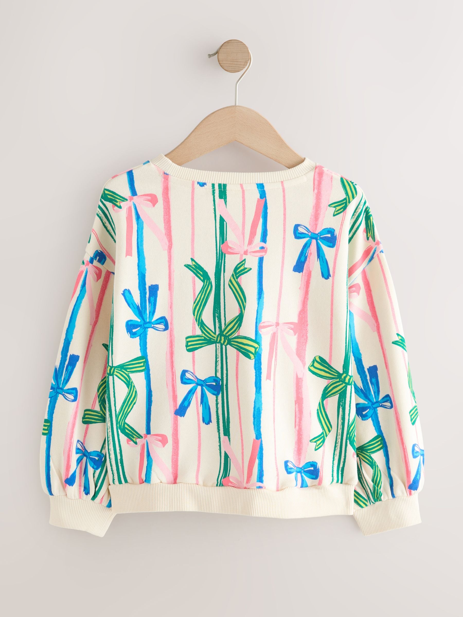 Ecru - Bow Print Matching Family Christmas Sweatshirt (3-16yrs)