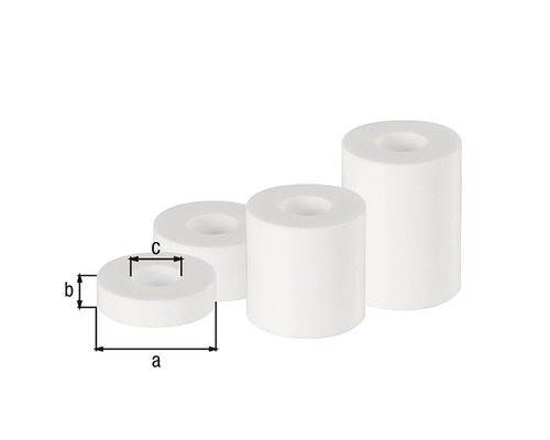 Afstandshulsset Ø 20mm, hoogte 5, 10, 20, 30 mm, wit, 20 stuks