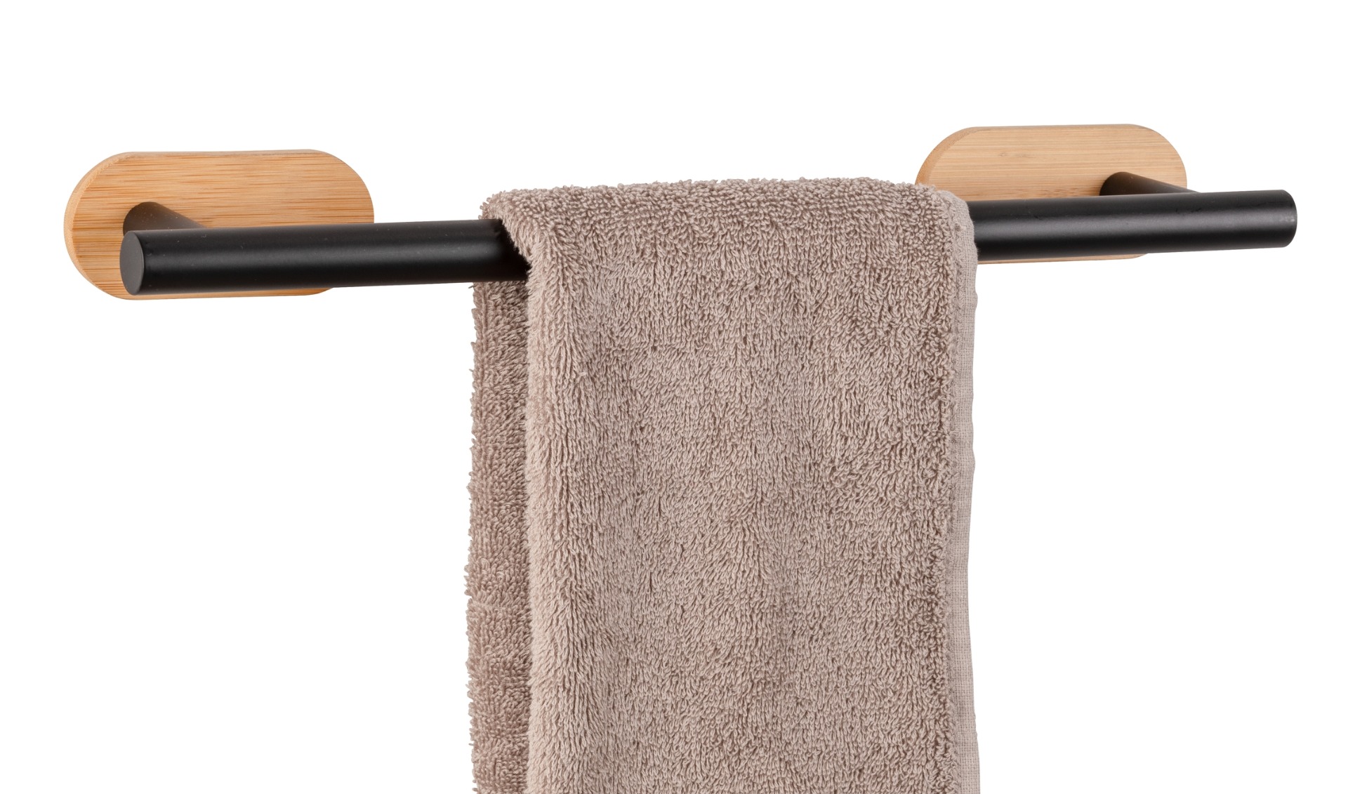Wenko Orea Turbo-Loc Bamboo handdoekhouder 40cm zwart mat
