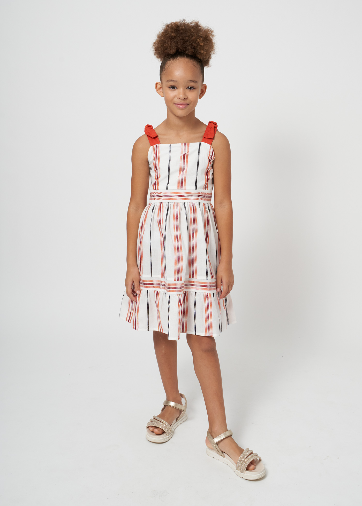 vestido listrado para meninas