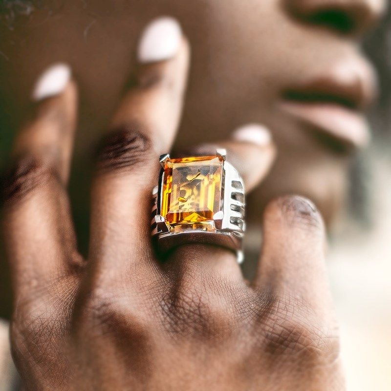 Bague Matit Argent  Doré Pierre Onyx