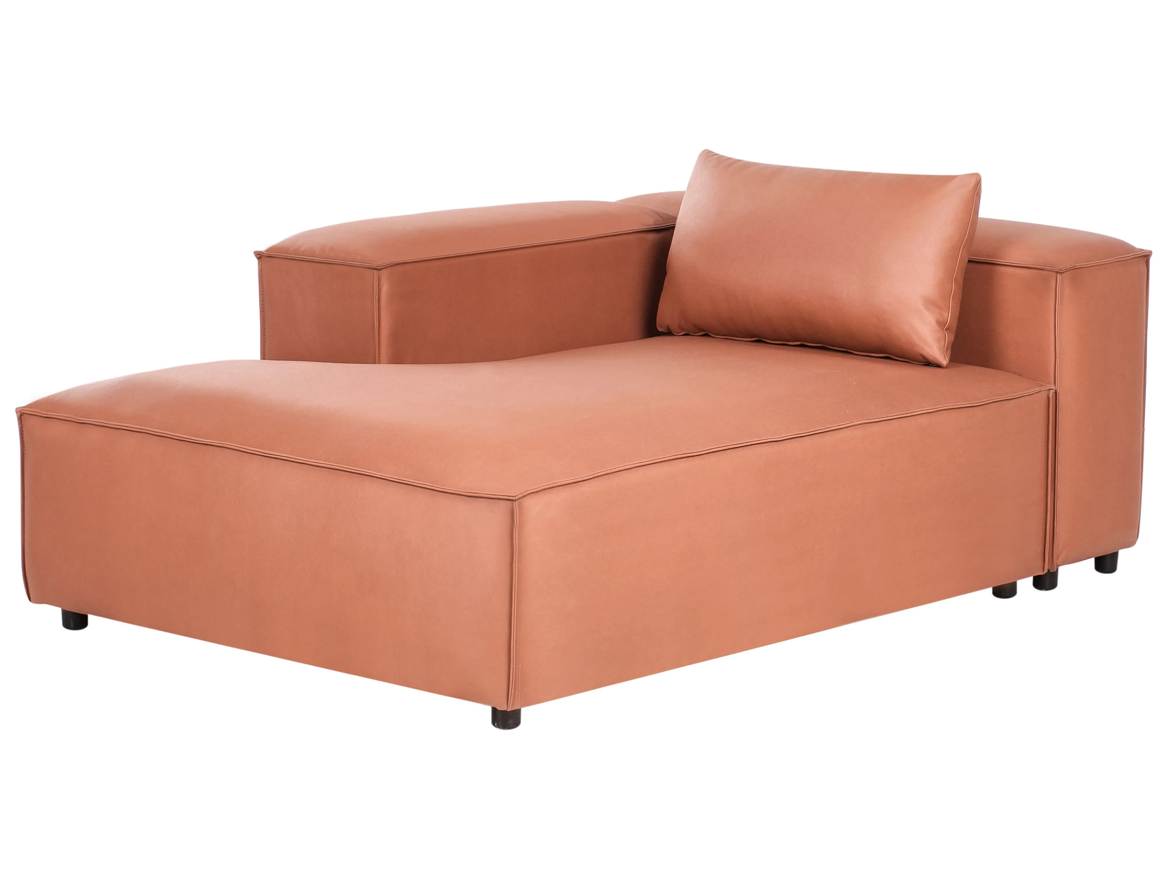 Rechtszijdige chaise longue BRANDE Kunstleer Goudbruin