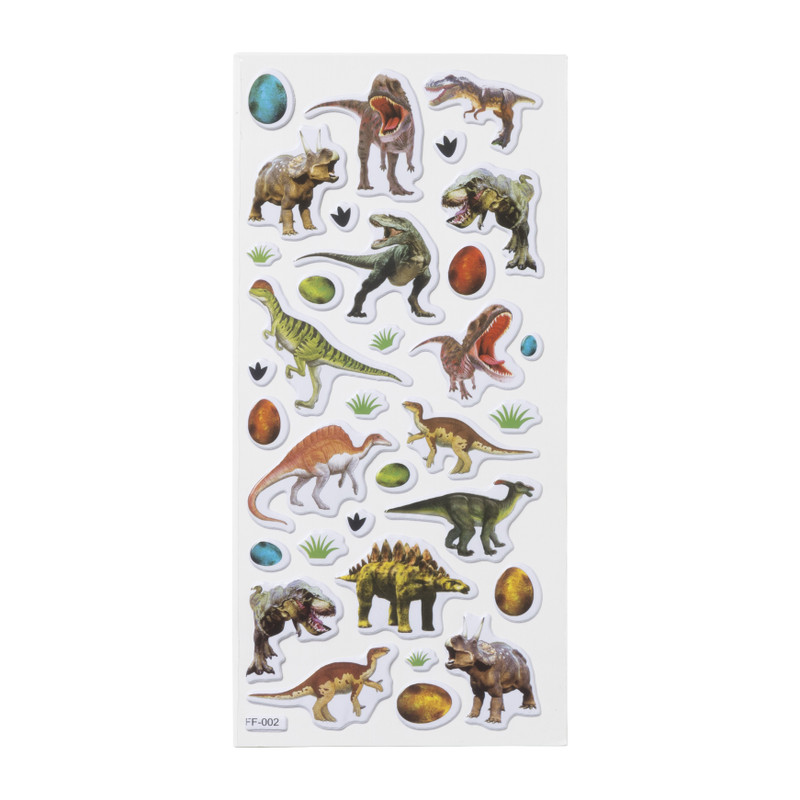 Stickervel dino - set van 34 3D stickers