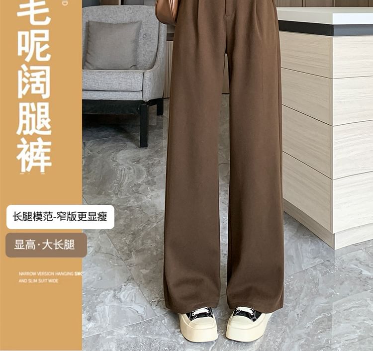 Jaqmine - Hoge taille effen losse rechte broek