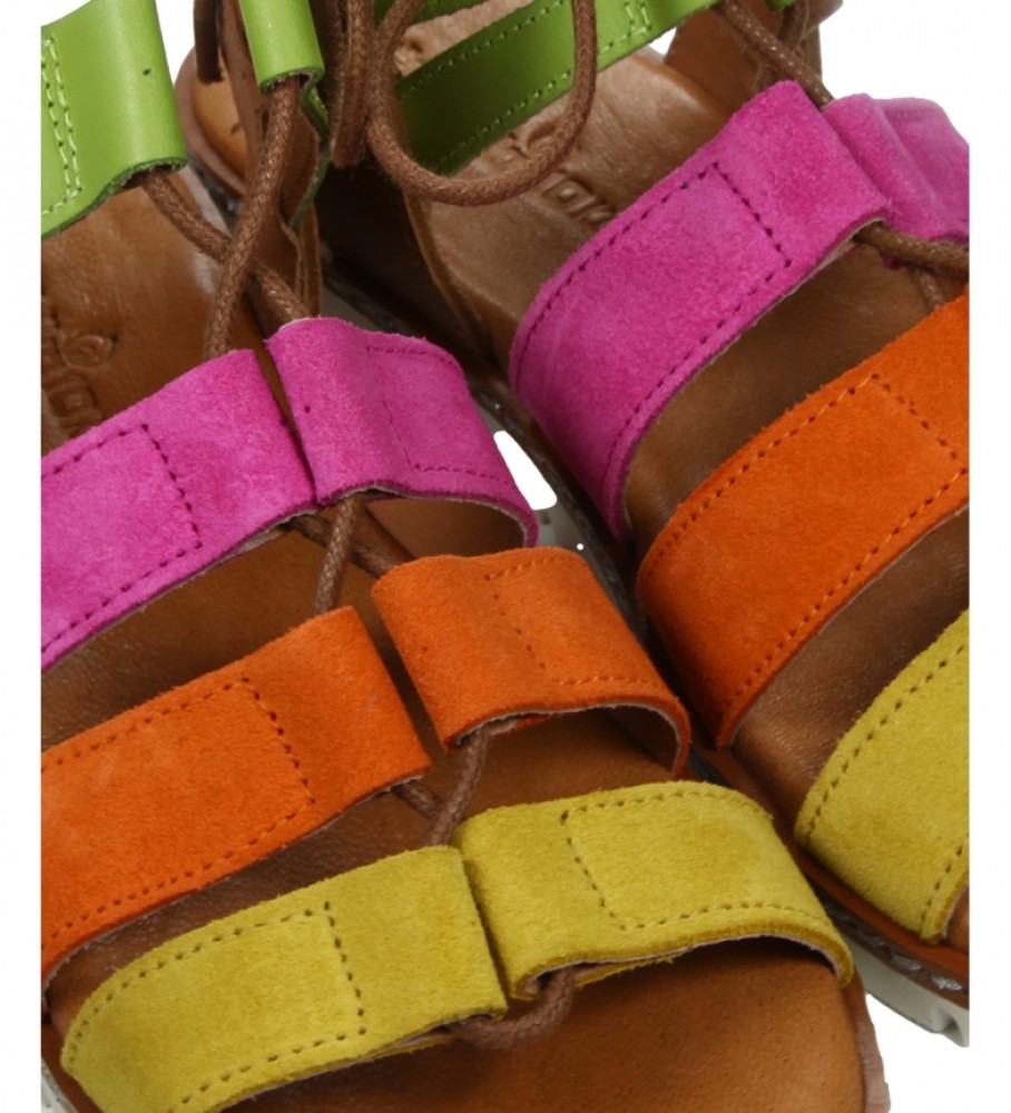 Sandálias infantis Chika10 Mari 02 em couro multicolorido
